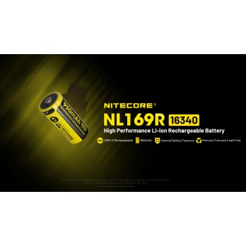 NITECORE 16340 NL169R 950mAh USB-C baterija 1 vnt.